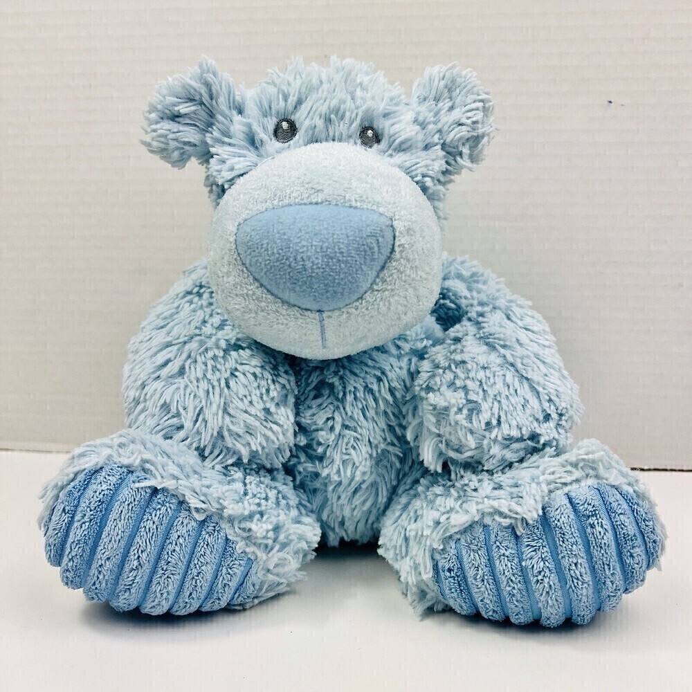 Aurora Baby Light Blue Polar Bear Plush Shaggy Floppy Ribbed Feet Stuffed Animal - Picture 4 of 16